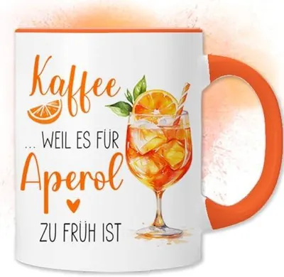 Produktbild von Aperol Tasse mit Spruch, Geschenkidee für Freunde und Arbeitskolleginnen