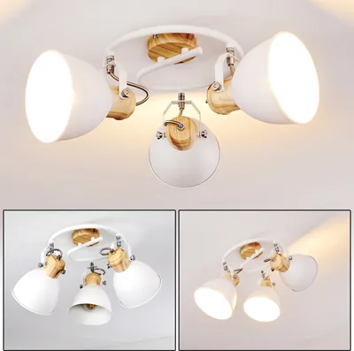 Produktbild von Verago »Verago« runde Deckenlampe aus Metall in Weiß/Holzoptik