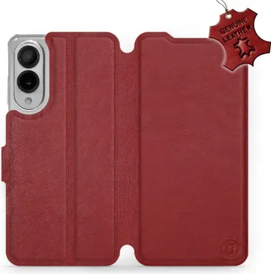 Produktbild von Echtleder Handyhülle für Galaxy S25 Edge, Mobiwear Leather, Dunkelrot