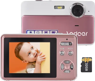Produktbild von Andoer 4K-Kompakt-Digitalkamera Video-Camcorder 2,4-Zoll-IPS-Bildschirm 16-facher Digitalzoom Anti-Shake-Smile-Capture Eingebauter Flash-Akku mit 32 GB Speicherkarte Weihnachtsgeschenk fuer Kinder, Teenager, Freunde