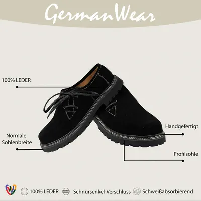 Produktbild von Trachtenschuhe Haferlschuhe Lederschuhe Braun, Schwarz & Kastanienbraun, Schuhgröße:42, Farbe:Dunkelbraun