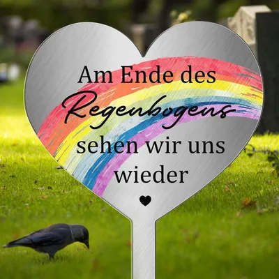 Herzförmiger Metall-Grabstecker 28x12 cm mit Spruch