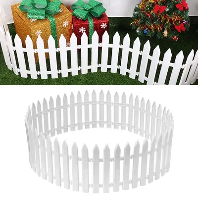 20er Set weißer Kunststoff-Minizaun für Weihnachtsbaum und Garten