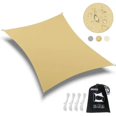 Produktbild von Sonnensegel Rechteckig Wasserabweisend Polyester Sand 3x3 m inkl. Befestigungsseile