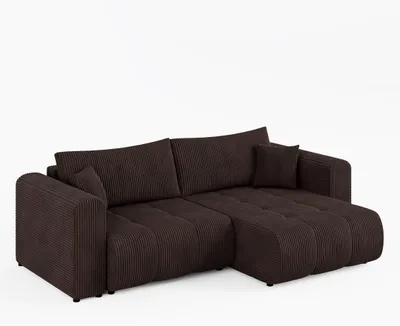 Produktbild von Ecksofa RIVA Rechts Braun | Cord-Stoff | L-Form Couch mit Schlaffunktion & Bettkasten