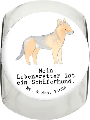 Produktbild von Mr. & Mrs. Panda Dose Schäferhund Lebensretter XL 2000ml - Weiß - Geschenk, glasbehälter, Keksdose, Glasdose, Vorratsbehälter, Vorratsglas