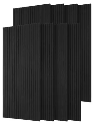 Produktbild von Peviasot 8 Stück Akustikplatten selbstklebend Schallschutzplatten Hohe Dichte Wandpaneel Vertikalstreifen Schwarz