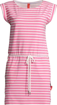 Produktbild von Salzhaut Damen Kleid Pappnees mit Streifen - Kurzarm-Streifenkleid mit Taillen-Kordelband in Offwhite-Blossom Größe XXL