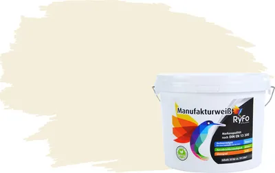 Produktbild von RyFo Colors Bunte Wandfarbe Manufakturweiß Alabasterweiß 3l  - weitere Weiß Farbtöne und Größen erhältlich, Deckkraft Klasse 1, Nassabrieb Klasse 1