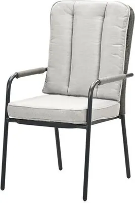 A studio shot of a single garden chair.