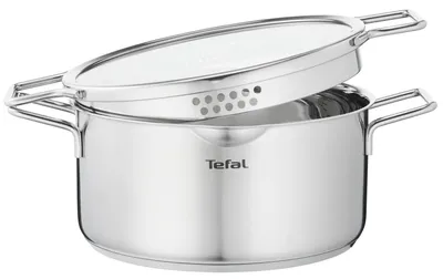Produktbild von Tefal Nordica Kochtopf 20 cm H85244, Edelstahl, Edelstahl, Edelstahl, Glas, 250 °C, Keramik, Gas, Halogen, Induktion, Versiegelte Platte