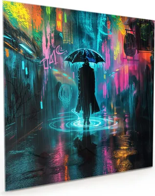 Produktbild von Küchenrückwand Spritzschutz Glas mit Motiv Regen bei Nacht 40 x 40 cm