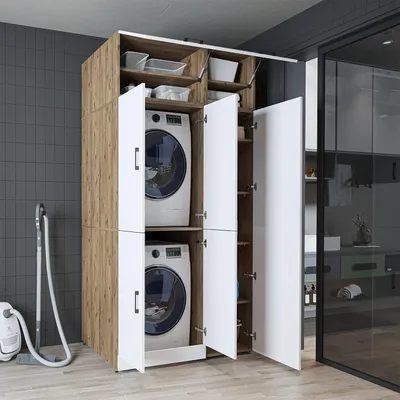 Immagine prodotto di Roomart DORA-II Mobile da appoggio per lavatrice, larghezza 115 cm, rovere bianco