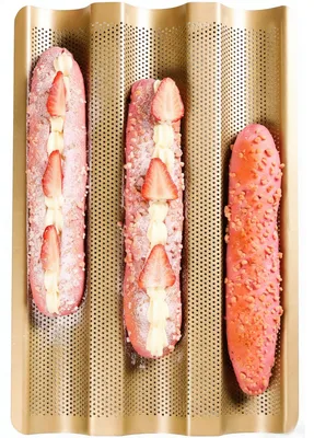 Productafbeelding van Baguette-bakvorm - Met antiaanbaklaag voor 3 baguettes - Bakaccessoire voor brood - 38 x 24,5 x 2,5 cm