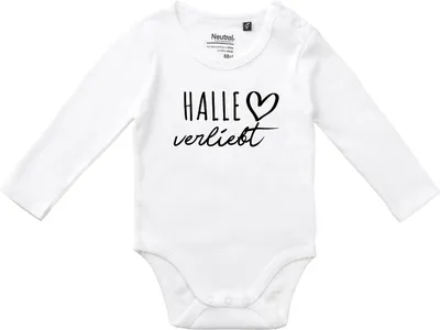 Produktbild von Huuraa Baby Body Halle verliebt 62 White  Baumwolle Fairtrade Langarmbody Geschenkidee