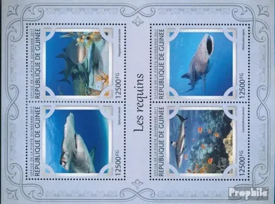 Produktbild von Briefmarken Guinea 2017 Mi 12176-12179 Kleinbogen (kompl. Ausgabe) postfrisch Haie