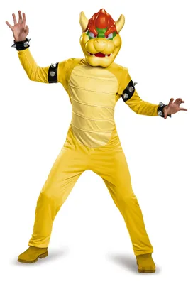 Bowser Deluxe Kinderkostüm, L (10-12 J.) mit Overall & Helm