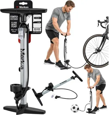 Produktbild von Luftpumpe mit Manometer - Bodenpumpe bis 11 bar - ideal für Fahrräder - benutzerfreundlich - ShopFlot