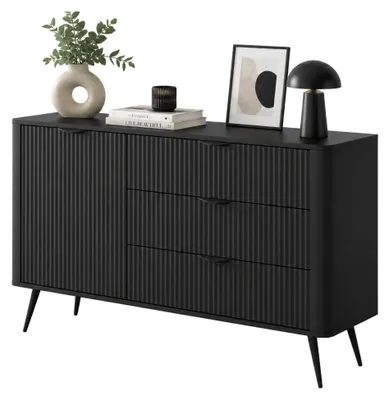 Produktbild von Halilomo - Sideboard, 138x38x81h cm Schwarz, 3 Schubladen