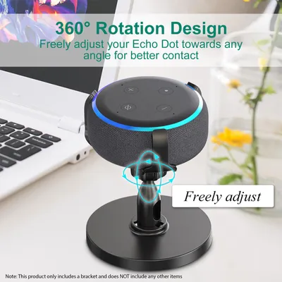 Image de Support d'enceinte intelligente adapté à Echo Dot 3rd Desktop Bracket Support antidérapant réglable à 360 degrés Accessoire pour enceinte intelligente pour la maison Mini support d'enceinte de bureau Economiseur d'espace