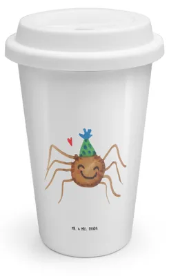 Produktbild von Mr. & Mrs. Panda Trinkbecher To Go Spinne Agathe Party - Weiß - Geschenk, Mehrwegbecher, Wunder, Motivation, Glück, Thermobecher, Becher, keramik kaffeebecher, ToGo
