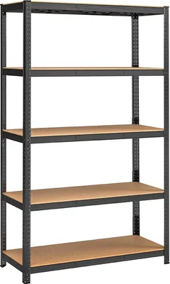 Produktbild von Regał magazynowy czarny 200x120 cm Stal MDF 5 półek 175 kg obciążenia