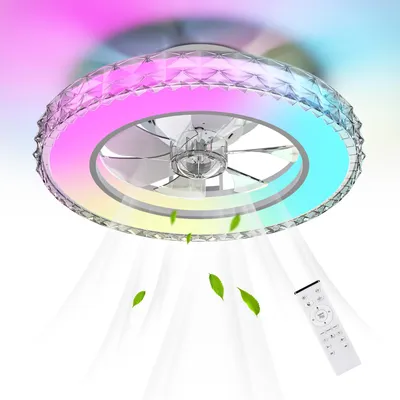 Produktbild von Deckenventilator mit Beleuchtung mit Kristall-Optik, LED 3CCT, RGB, dimmbar,Leiser Deckenventilator mit Fernbedienung,Timer,Memoryfunktion