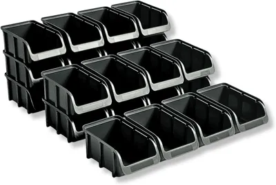 Produktbild von hünersdorff 24 x Sichtbox - Stapelbox Lagerbox SET in Gr. 2 - aus bruchsicherem