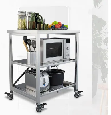 Servierwagen faltbar 3 Ebenen Edelstahl 60x45x80 cm silber