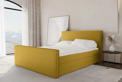 Produktbild von Boxspringbett Schlafzimmerbett CELES 120x220cm Stoff Poso Senfgelb
