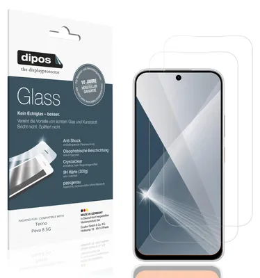 Produktbild von 2x Schutzfolie für Tecno Pova 8 5G - Anti-Shock 9H Folie dipos Glass Kunststoffglas