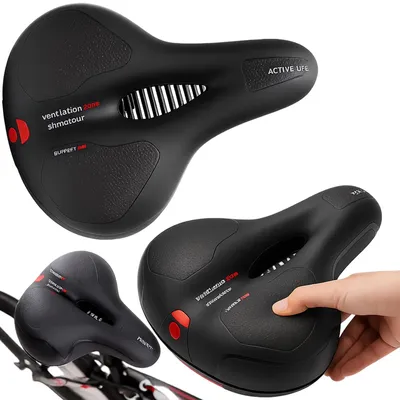 Produktbild von Fahrradsattel Trekkingsattel Komfortsattel weich ergonomisch stoßdämpfend mit Belüftung Unisex 25 x 20 cm Schwarz