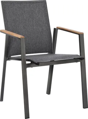 Produktbild von Gartenstuhl - Anthrazit - Textilen - Aluminiumrahmen - Teakholz - stapelbar