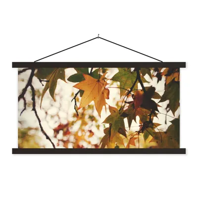 Produktbild von MuchoWow® Textilposter Natur - Herbstblätter - Rustikal 90x45 cm mit schwarzem Rahmen - Klemmleisten