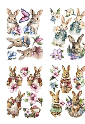 Diamond Painting Sticker, 4 Blatt DIN A4, inkl. Ziersteine, Osterhase