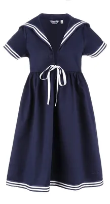 Produktbild von modAS Kinder Matrosenkleid mit 1/2-Arm - Maritimes Kurzarmkleid mit großem Kragen in Marine Größe 116