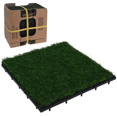 Produktbild von ProGarden Balkonfliesen Terrassenfliesen BODENBELAG grün KUNSTGRAS 30 x 30 cm 9 Stück
