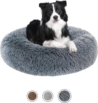 Produktbild von Rundes Hundekissen 70cm dunkelgrau waschbar