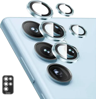 Obrázek produktu pro Pro Samsung Galaxy S25 Ultra 5G Hliníkový ochranný kroužek na fotoaparát + H9 Tvrzené sklo Light Blue