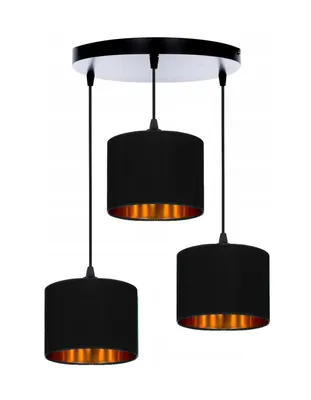 Immagine prodotto di FKL DESIGN Home Deco Lampada da soffitto Nera Lampada Velour Vintage Moderna E27 Lampada di design a 3 luci N230-ER3 (Nero)