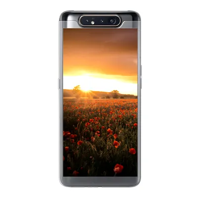 Produktbild von MuchoWow® Handyhülle Schutzhülle Hülle für Samsung Galaxy A80 Sonnenuntergang über den Mohnblumen in England Silikon Softcase Handy Hülle - Schutzdeckel