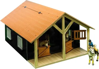 Obrázek produktu pro Kids Globe Farming stáj pro koně s dílnou dřevěná 51x405x275cm 1:24