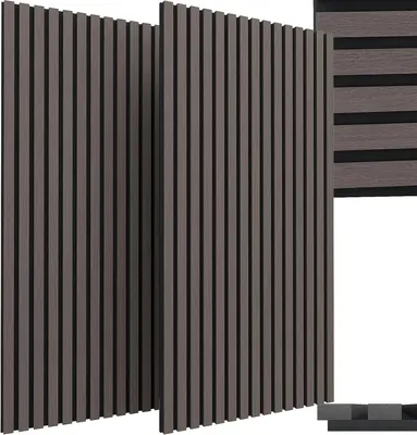Produktbild von Akustikpaneele Holz - 3D Wandpaneele - Schallabsorbierende Wandverkleidung - Holzoptik - 120 x 60 x 2,1 cm Set 2 Stück - Schwarze Eiche