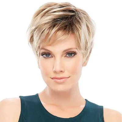 Produktbild von Charming Echthaar-Perücke für Frauen, kurzes blondes Haar mit schwarzen Wurzeln