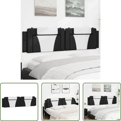 Immagine prodotto di The Living Store Cuscino per testiera bianco e nero 200 cm in ecopelle
