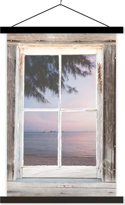 Produktbild von MuchoWow® Textilposter Aussicht - Strand - Meer 40x60 cm mit schwarzem Rahmen - Wanddekorationen