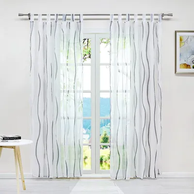 Imagen del producto de Solidchoice - Cortinas de voile traslúcidas con ojales, 140x225 cm