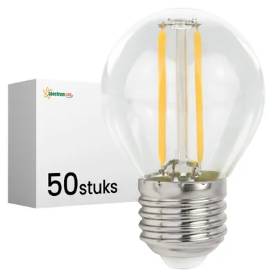 Productafbeelding van Spectrum LED Kogellamp P45 E27 Helder - 1W 100lm 2700K - Warmwit - Vervangt 10W - 50 stuks