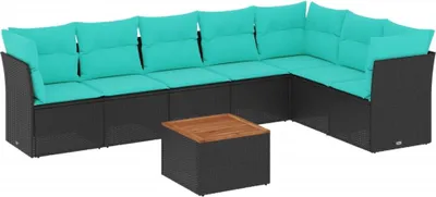 Produktbild von vidaXL 8-tlg. Garten-Sofagarnitur mit Kissen Schwarz Poly Rattan