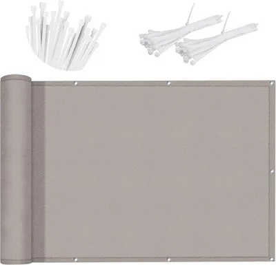 Productafbeelding van Balkonscherm, privacybescherming, UV-bescherming, weerbestendig, met kabelbinders, 120 x 300 cm, taupekleurig